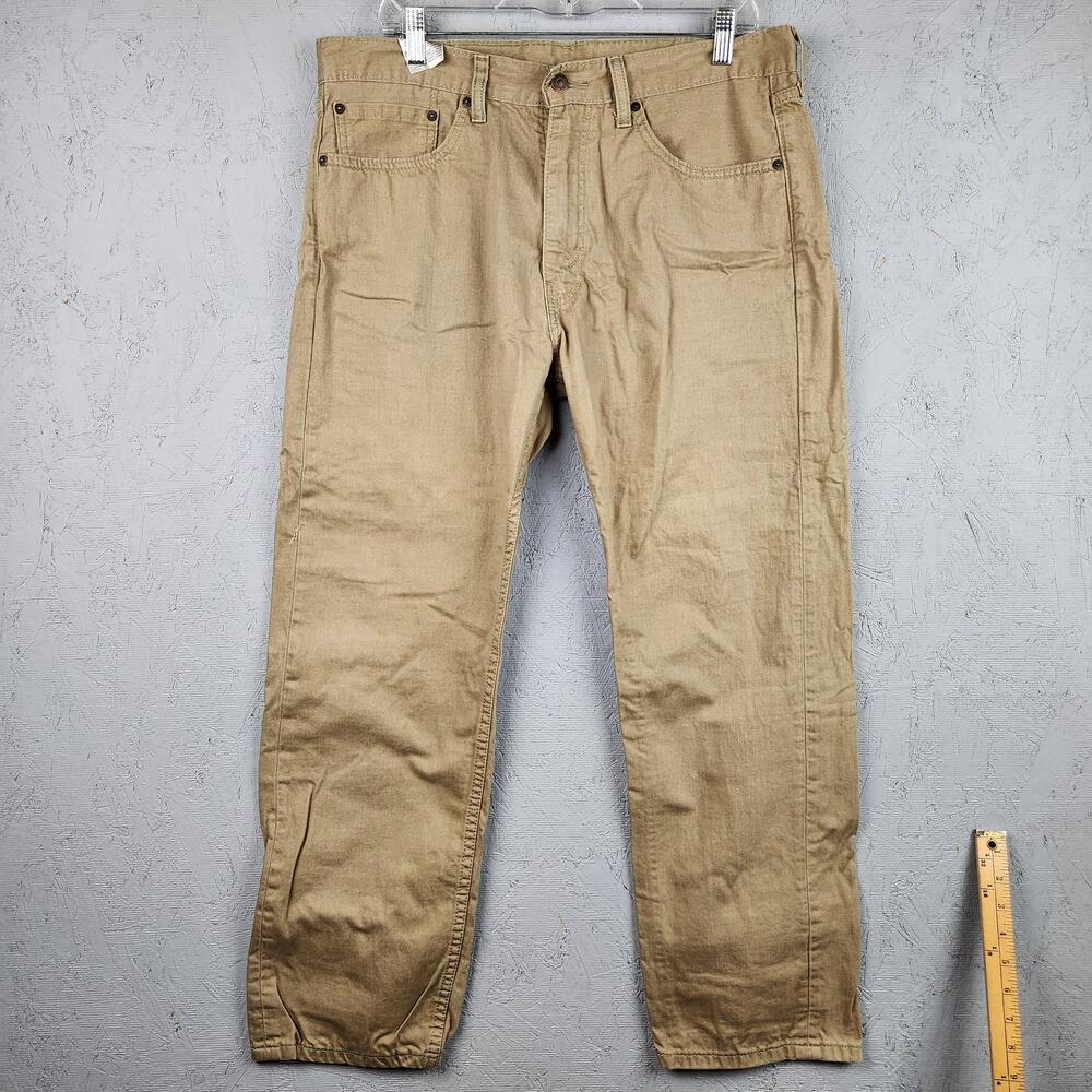 Levis 505 Jeans Mens 36x30 Tan Straight Leg Cowboy Western Grunge Workwear